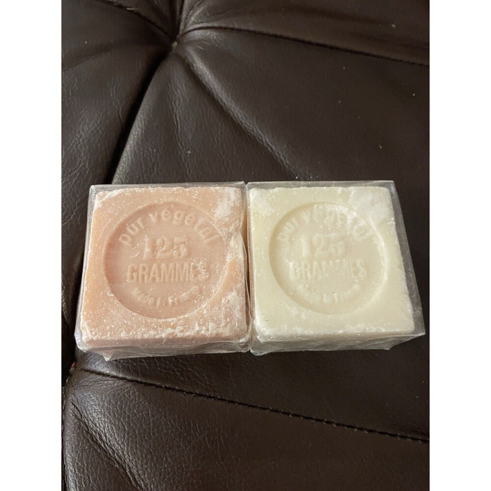 Set of 2 French Savon de Marseille Soap Bars 125g Bonne Mere Pur Vegetal Vtg